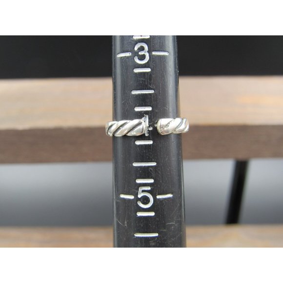 Size 4 Sterling Silver Braid Pattern Toe Band Ring Vintage Statement Engagement - Picture 6 of 8